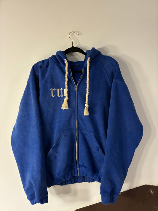 Rue Acid Washed Zip Up Blue